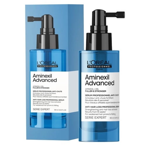 L’Oréal Aminexil Advanced Serum 90 ml – niebieska butelka z aplikatorem