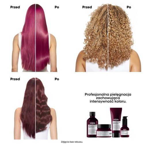 Efekt przed i po stosowaniu gamy Vitamino Color Spectrum – intensywność koloru i połysk
