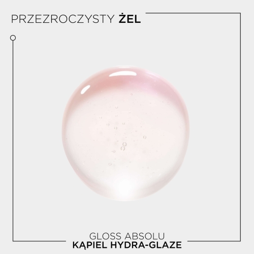Zbliżenie na konsystencję szamponu Hydra-Glaze – przejrzysty, lekko różowy żel o lekkiej, pieniącej się formule.
