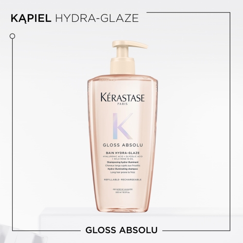 Szampon Kérastase Gloss Absolu Bain Hydra-Glaze – kąpiel do włosów rozjaśnianych i puszących się, z kwasem hialuronowym i glikolowym