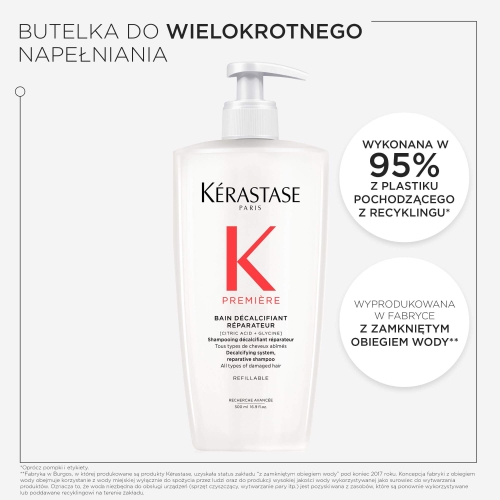 Kérastase Première Bain Décalcifiant 500 ml z pompką, butelka z recyklingu i zamkniętym obiegiem wody