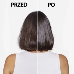 Efekt przed i po użyciu Kérastase Chroma Absolu – włosy ciemne, wygładzone i bardziej błyszczące