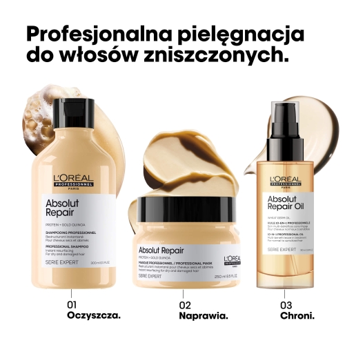 Zestaw L'Oréal Absolut Repair – szampon, maska i olejek do włosów zniszczonych