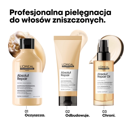 Zestaw L'Oréal Absolut Repair – szampon, odżywka i olejek