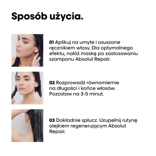 Instrukcja stosowania maski Absolut Repair w trzech krokach