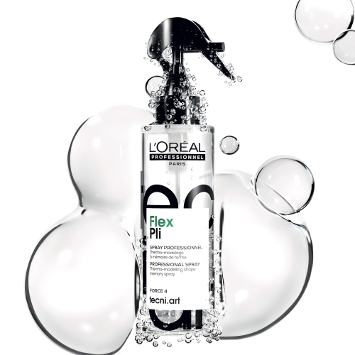 L’Oréal Professionnel Tecni.Art Flex Pli – spray termo-modelujący w aranżacji z pianą