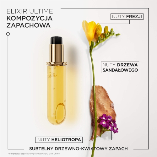 Elixir Ultime – kompozycja zapachowa: frezja, heliotrop, drzewo sandałowe