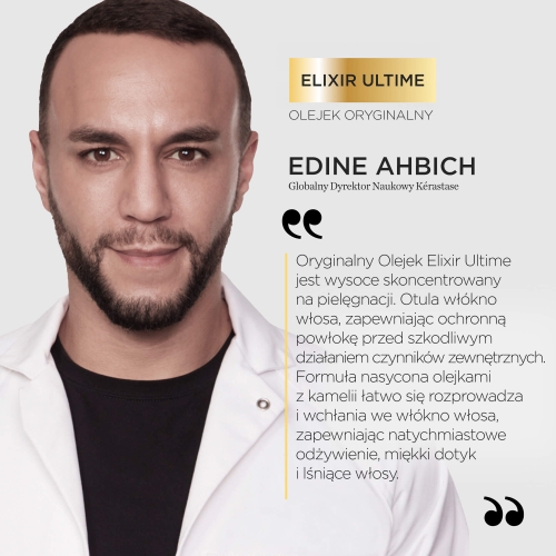 Edine Ahbich o Elixir Ultime – cytat o formule i ochronie włosa