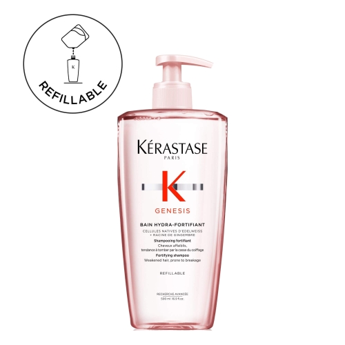 Kérastase Genesis Bain Hydra-Fortifiant 500 ml z pompką – szampon do wielokrotnego napełniania