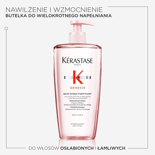 Kérastase Genesis Bain Hydra-Fortifiant 500 ml – szampon do włosów osłabionych i łamliwych