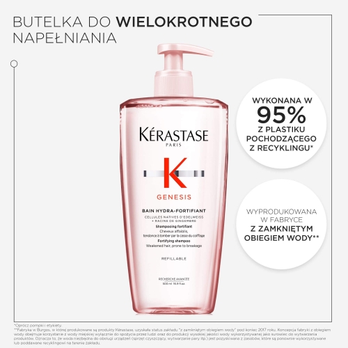 Kérastase Genesis Bain Hydra-Fortifiant 500 ml – szampon w ekologicznej butelce refillable