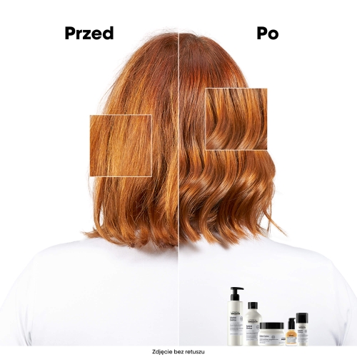 Efekt przed i po użyciu olejku Metal Detox – włosy lśniące i gładkie