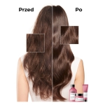 Efekt przed i po użyciu maski L’Oréal Pro Longer – włosy falowane, wygładzone i odżywione
