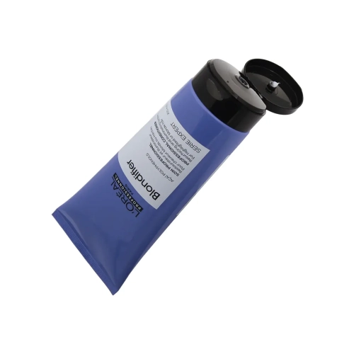 Odżywka L’Oréal Blondifier 200 ml – tubka w odcieniu fioletowym z czarną nakrętką, otwarta