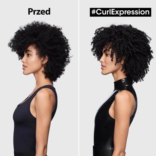 Efekt Przed i Po użyciu gamy L'Oréal Curl Expression na włosach typu afro – mocno zdefiniowany skręt