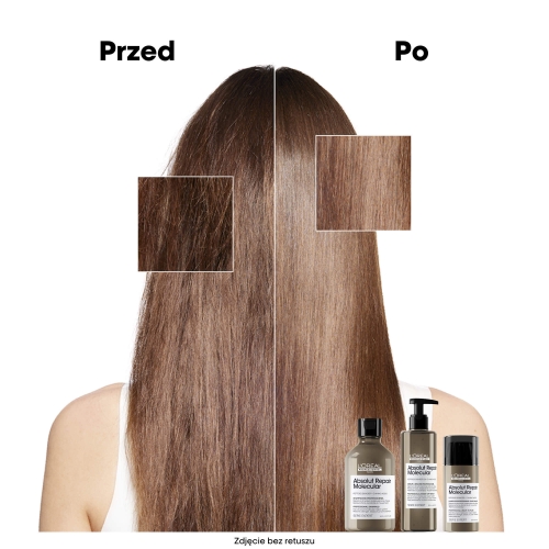 Efekt przed i po Absolut Repair Molecular włosy proste