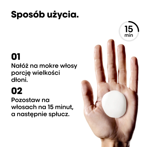 Sposób użycia kuracji wygładzającej - aplikacja na mokre włosy na 15 minut