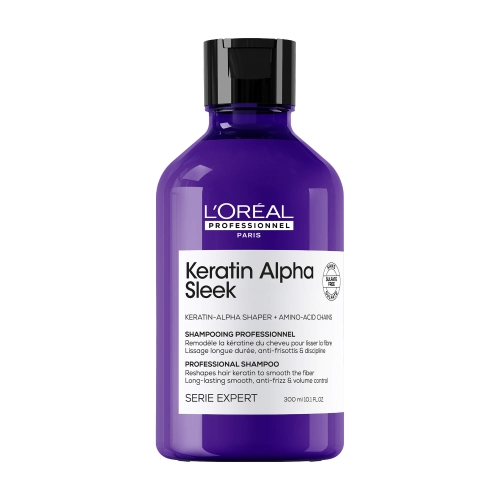 Szampon wygładzający L'Oreal Professionnel Keratin Alpha Sleek 300 ml - oczyszczenie i przygotowanie do kuracji