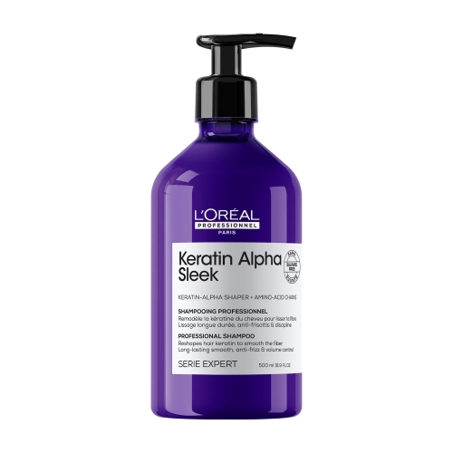 L'Oreal Professionnel Keratin Alpha Sleek szampon 500 ml z pompką fioletowa butelka
